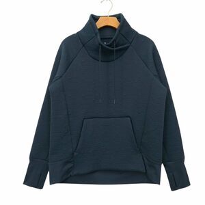 Athleta Sweater Womens Medium Navy Jacquard Elevation Quilted Funnel Neck